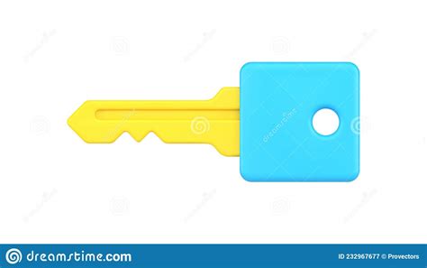 Yellow Key With Blue Head 3d Icon Vector Illustration Stock Vector