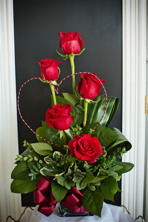 A Stunning And Unique Valentines Day Arrangement Created With Red