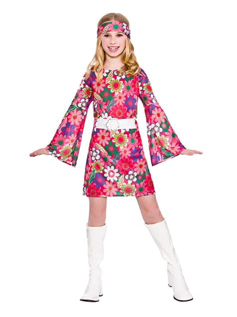 Child 60s 70s Flower Power Groovy Retro Gogo Hippy Girls Fancy Dress