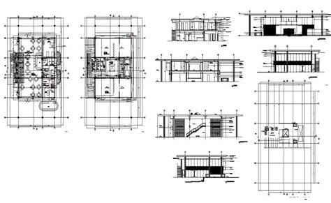 Hotel Building Structure Detail Plan And Elevation 2d View Layout