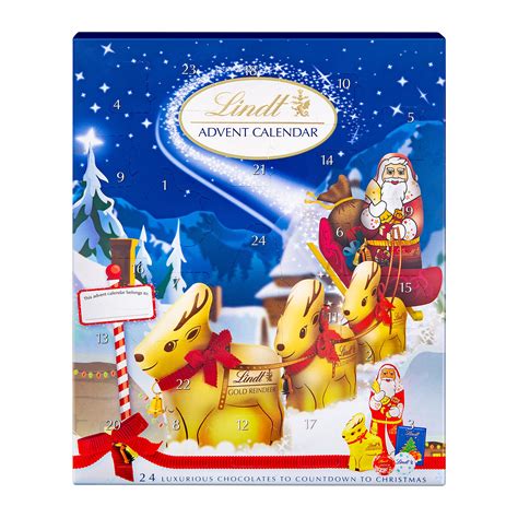 lindt milk chocolate advent calendar 24 assorted milk chocolate surprises gold reindeer milk