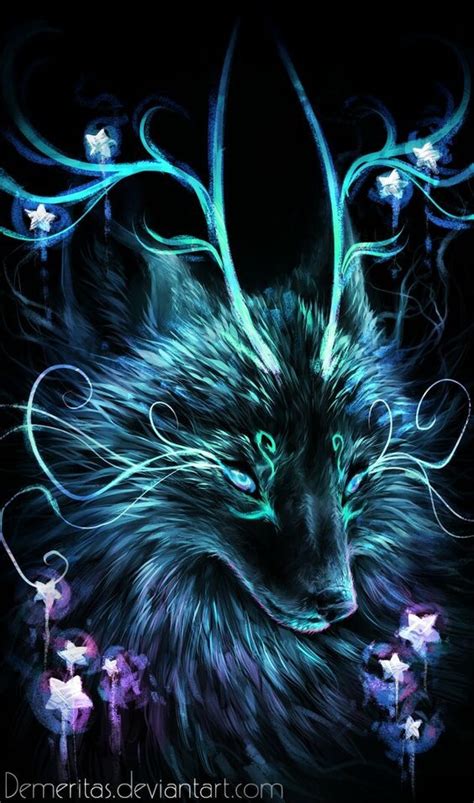 I Know The Secrets Of The Stars Magical Wolf Mythical Creatures Art