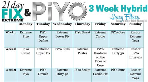 Day Fix Extreme Piyo Hybrid Piyo Workout Workout Meal Plan Workout