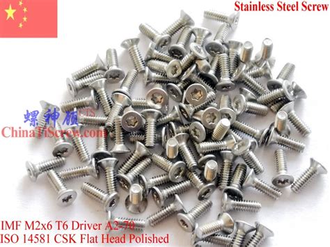 Stainless Steel Screws M2x6 Iso 14581 Flat Head Torx T6 Drive A2 70