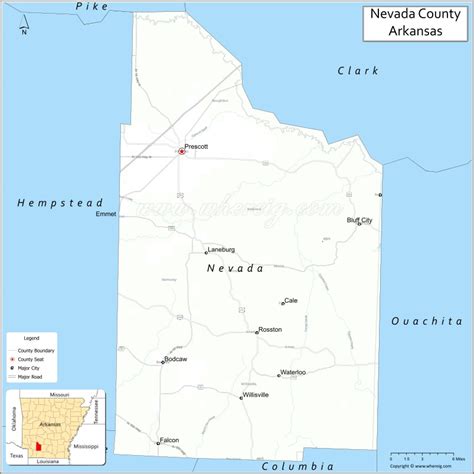 Map Of Nevada County Arkansas Where Is Located Cities Population