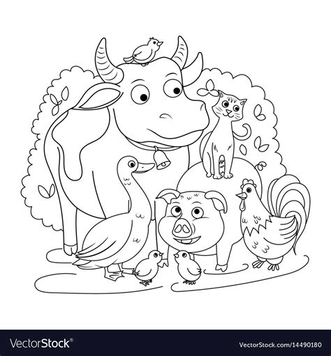 Farm Animals Coloring Book For Children Royalty Free Vector