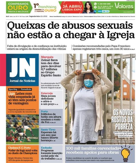 Capa Jornal De Notícias 12 Abril 2021 Capasjornaispt