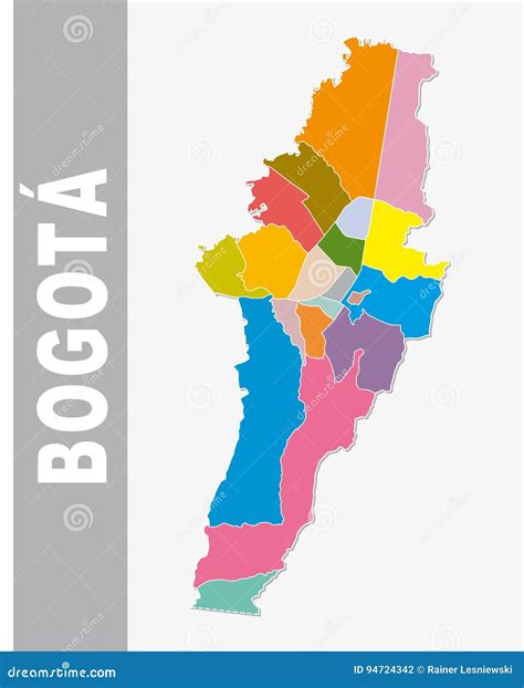 Colorful Bogota Administrative And Political Vector Map Stock Vector