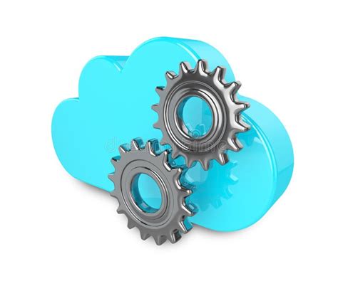3d Cloud With Gears Isolated On White Background Stock Illustration