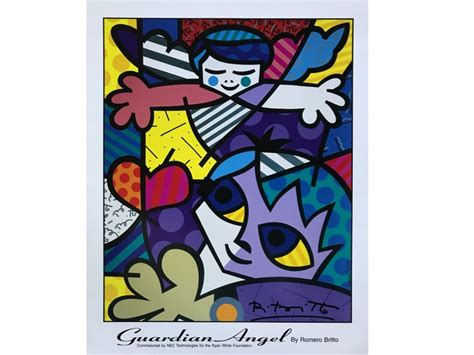 Guardian Angel Poster Hand Signed By Romero Britto Artreco