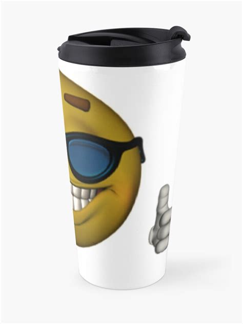 Smiley Face Sunglasses Thumbs Up Emoji Meme Face Travel Coffee Mug