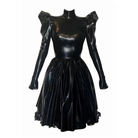 latex rubber gummi catsuit sexy black dress ruffles sweet customized 0 4mm 249 00 picclick