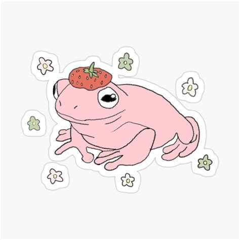 Strawberry Frog Sticker By Sunflwrmike7 Frog Art Indie Drawings