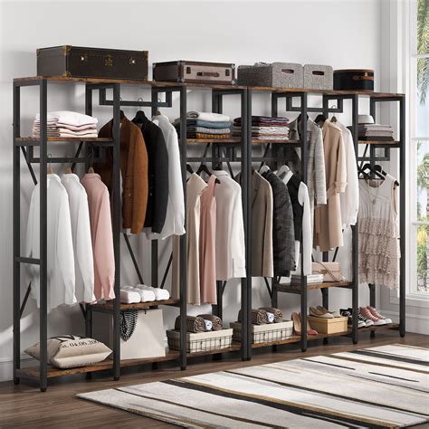 17 Stories Freestanding Closet Organizer Systems With Shelves Open Wardrobe Closet For Hanging