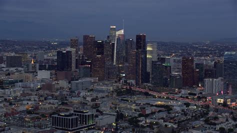 8k Stock Footage Aerial Video Of Downtown Los Angeles Skyline With New