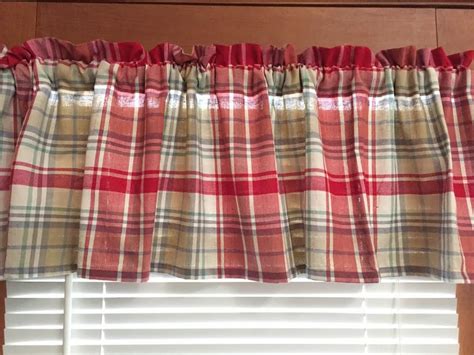 Red Plaid Kitchen Valance Holiday Decor 60 Inches Wide Etsy Valance