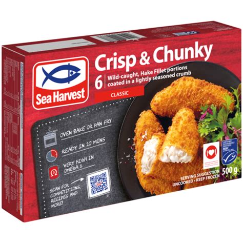 Sea Harvest Frozen Crisp And Chunky Classic Crumbed Hake 6 Pieces 500g