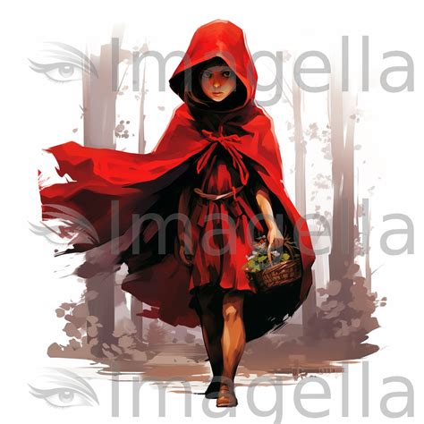 Little Red Riding Hood Clipart In Chiaroscuro Art Style Vector Art 4k