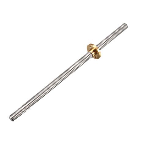 uxcell 200mm t8 od 8mm pitch 2mm lead 8mm stainless steel lead screw rod with copper nut acme