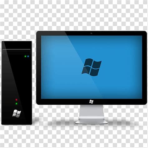 Black Microsoft Flat Screen Computer Monitor And Tower Illustration