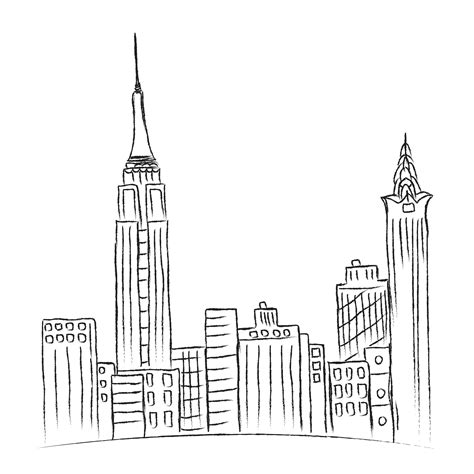 New York City Sketch Vector New York Drawing City Drawing City