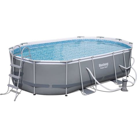 Bestway Power Steel 16 X 10 X 42 Oval Frame Swimming Pool Set With