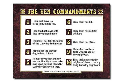 Wall Chart The Ten Commandments Kjv Ten Commandments Ten Chart