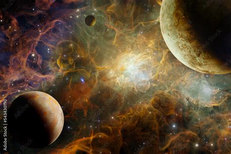 Nebula In Outer Space Planets And Galax Stock Illustration Adobe Stock