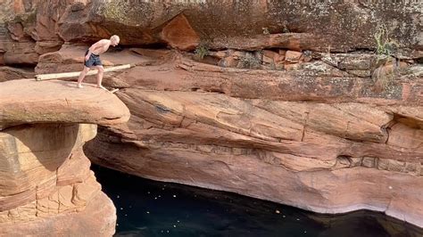jumping into the crack at wet beaver creek in sedona youtube