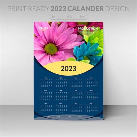 Plantilla De Diseño De Calendario De Pared Horizontal Mensual 2023 La
