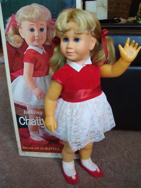 1962 Mattel Chatty Cathy Doll In Red Velvet Party Dress Box Hard Face