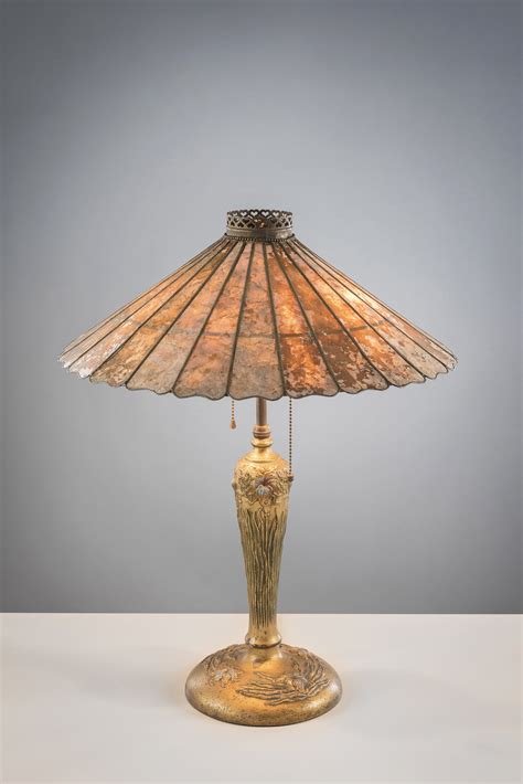 Antique Brass Table Lamp W Mica Shade Table Lamps Collection City