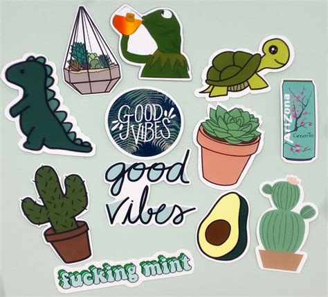 Green Aesthetic Sticker Pack Green Stickers Gift Cute Etsy My Xxx Hot