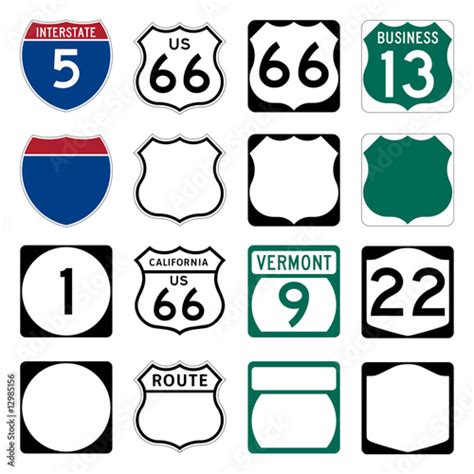 Interstate And Us Route Signs Including Famous Route 66 Buy This
