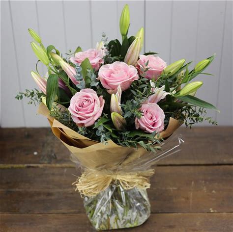 Oriental Lily And Pink Rose Bouquet Anastasia Florist Aberdeen