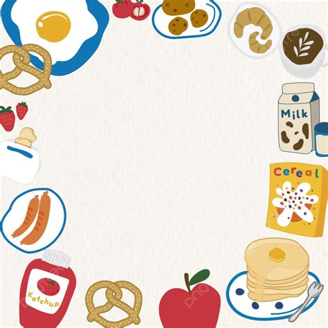 Background Bingkai Doodle Makanan Pada Vektor Latar Belakang Krem
