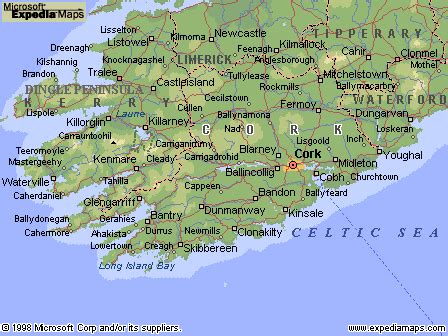 Cork County Map Area - Map of Ireland City Regional Political
