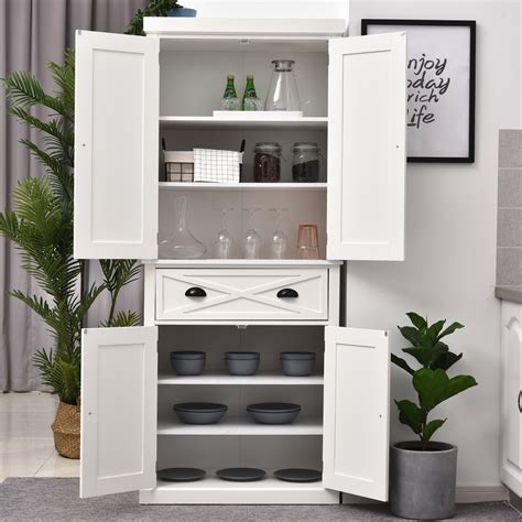 Sliding shelves are simple to install in your existing cabinets. 5ft Tall Wood Kitchen Storage Cabinet w/ Adjustable ...