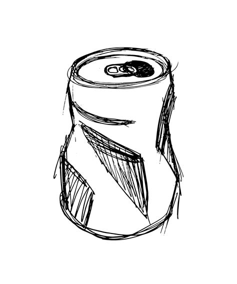 Crumpled Aluminum Can Vector Sketch On White Background Ecology