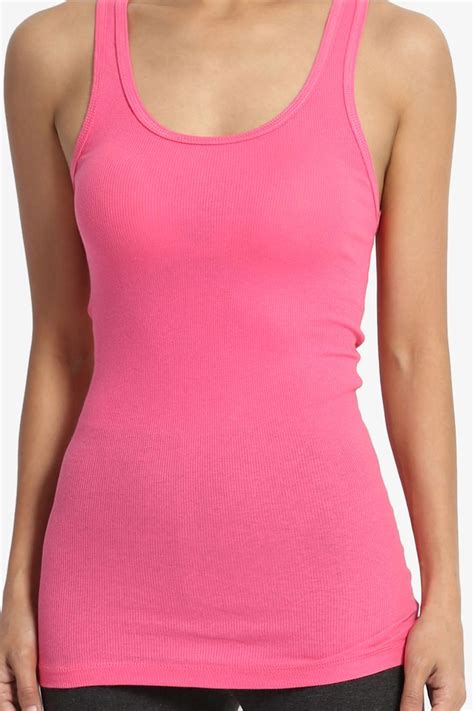 Themogan Themogan Womens Plus Stretchy Ribbed Knit Fitted Racerback Tank Top Cotton Spandex