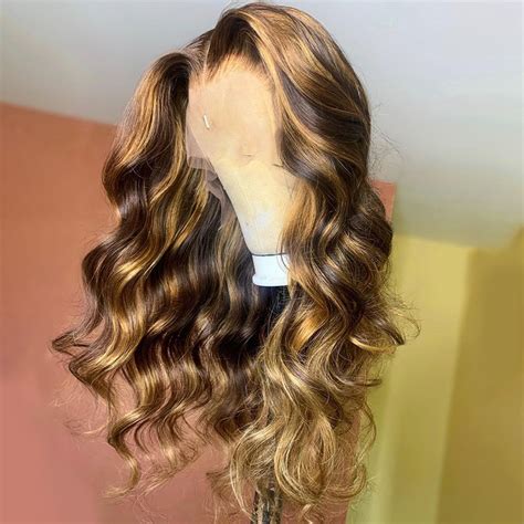 【new Arrival】13a Ombre Color Body Wave Highlight Lace Front Wigs 150 Density Virgin Hair 13x6