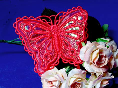 This listing is for one yard perfect for a wedding gown or any vintage textile or upholstery projects. Machine Embroidery Designs K-Lace™ 3D Butterflies with Organza