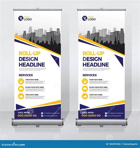 Roll Up Banner Design Template Vertical Abstract Background Pull Up