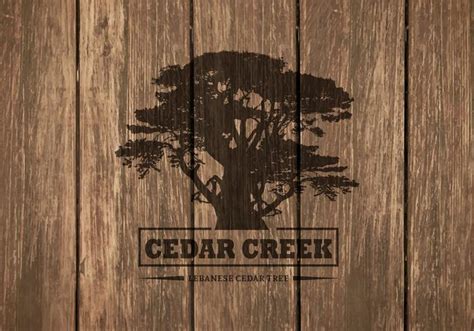 cedar tree silhouette  wooden background   vectors clipart graphics