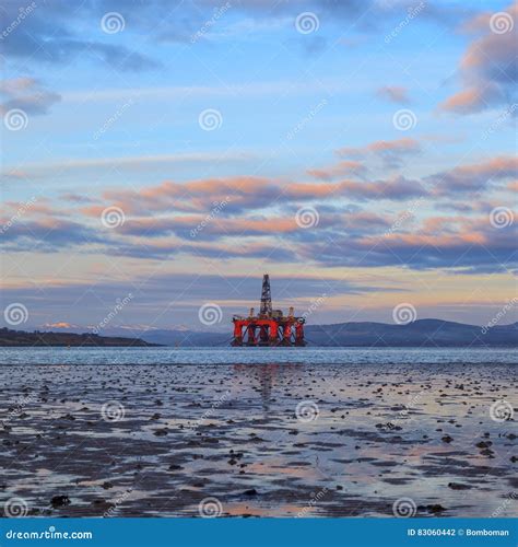 Semi Submersible Oil Rig At Cromarty Firth Stock Photo Image Of