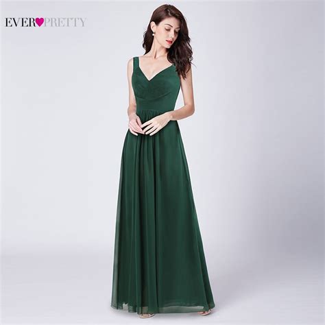 Evening Dresses Long Ever Pretty Ez07588 Womens Dark Green V Neck A