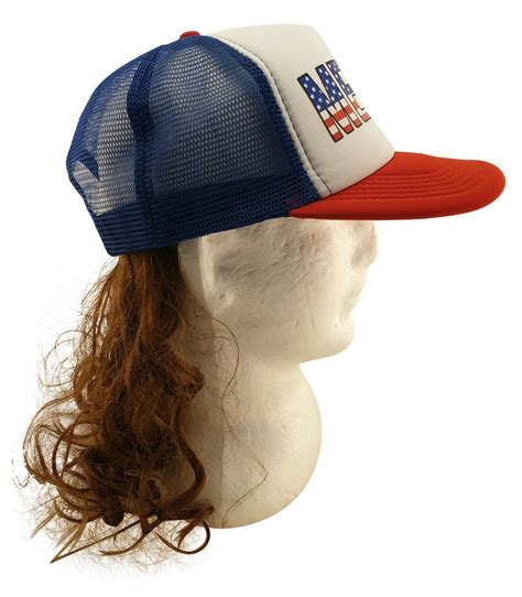 Usa Mullet Hat Brown Wig Merica Redneck 4th Of July All American
