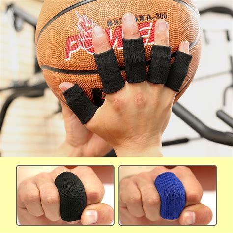 Aolikes 10pcsset Elastic Finger Sleeves Basketball Sports Safety Thumb Brace Protector For