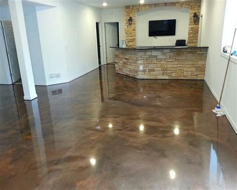 Concrete basement floor paint via blogule.com. Brown epoxy basement floor paint ideas | Epoxy floor ...