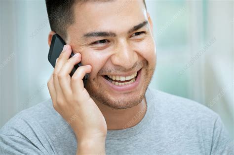Mid Adult Man On Telephone Call Stock Image F009 2799 Science Photo Library